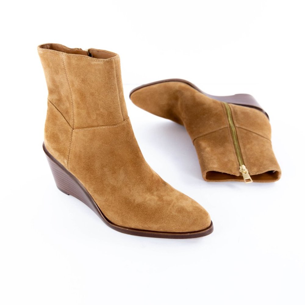 NEW Vince $395 Mavis Wedge Suede Leather Bootie